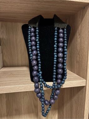 Blue Multi-Strand Beaded Necklace
